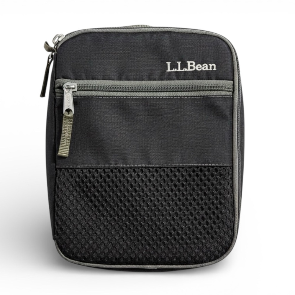LL Bean Insulated Lunch Cooler Bag Zip Soft Lunch Box Travel Tote Black